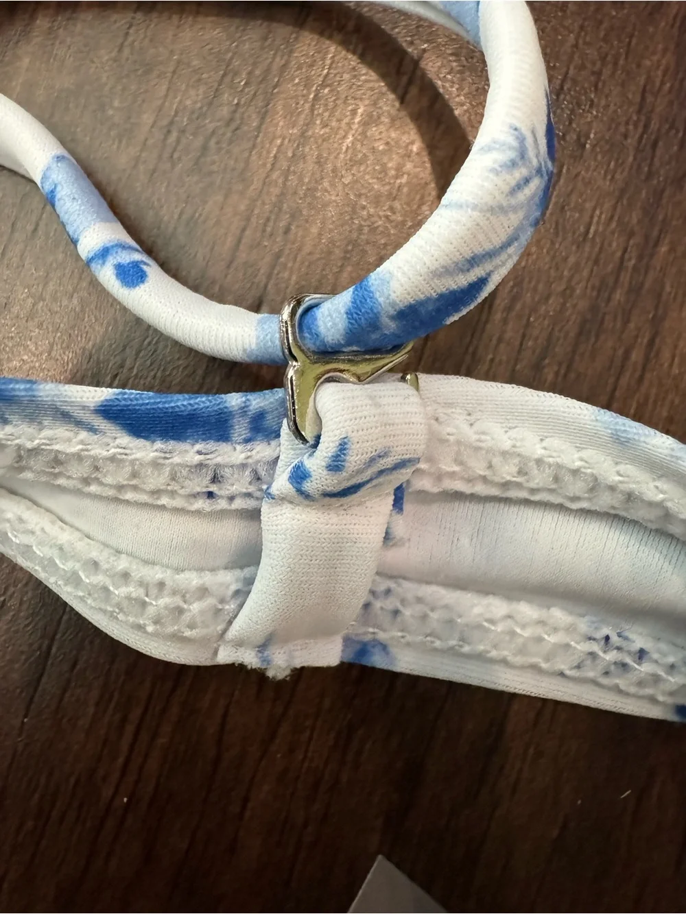 Blue Floral Tie-Back Bikini Top